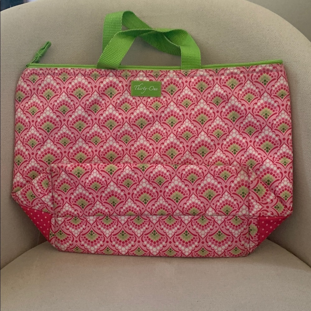 Thirty-One Pink & Green Insulated Lunch Tote